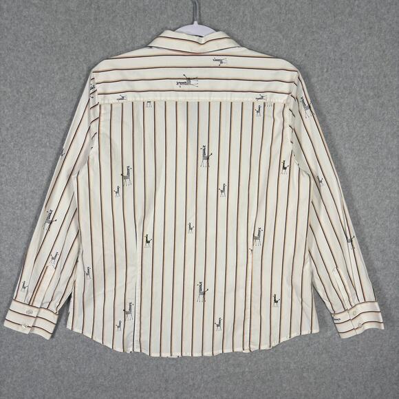 Chicos Shirt Womens Large 2 White Striped Zebra Button Collar Career Office - Picture 12 of 12